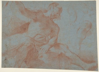 坐着的老人，右臂抬起（Tithonus）（直立） 作者 格尔奇诺