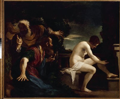 Suzanne and the Elders - Oil on canvas 作者 格尔奇诺
