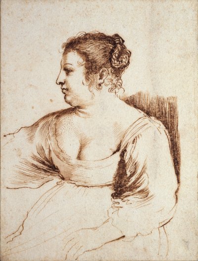 一个坐着的女人，1640-1649 作者 格尔奇诺