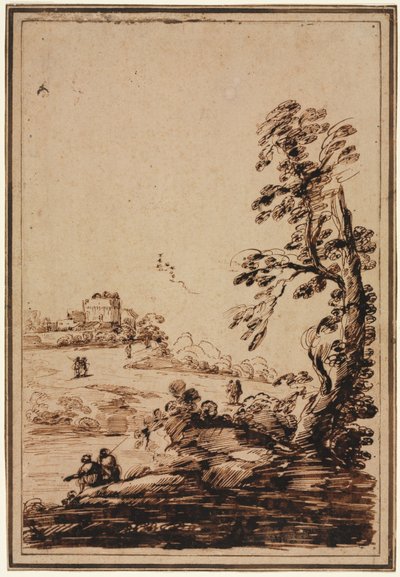 1700年代后半期，与小型建筑群一起欣赏风景。 作者 格尔奇诺