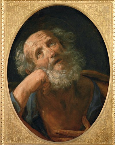 忏悔的圣彼得 - Der reuige Petrus...（布面油画） 作者 吉多·雷尼（Guido Reni）