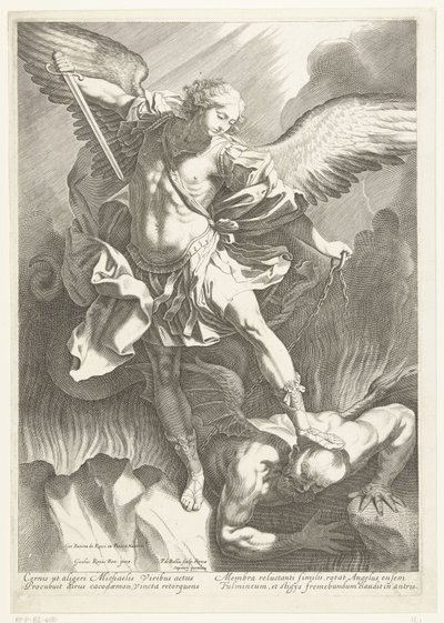 皮特·德·巴里乌（Pieter de Bailliu）刻的大天使圣迈克尔击败魔鬼，1623-60 作者 吉多·雷尼（Guido Reni）