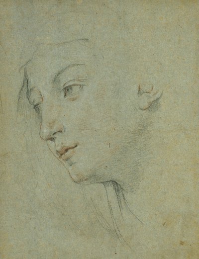 一个女人的头向左向下看， 作者 吉多·雷尼（Guido Reni）