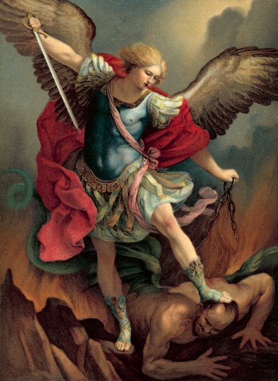 天使长迈克尔（chromolitho） 作者 吉多·雷尼（Guido Reni）