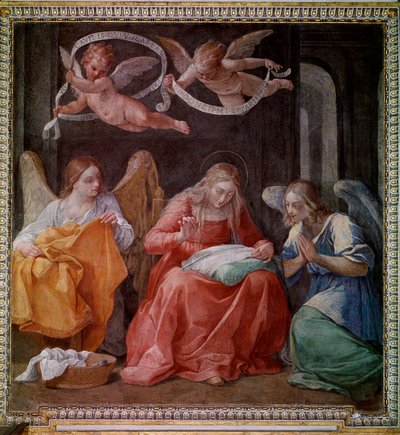 与两个天使的处女缝纫（壁画 作者 吉多·雷尼（Guido Reni）