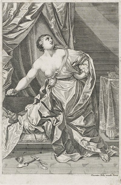 Lucretia之死，c。 1700-50可能安东尼奥比利（活跃于18世纪上半叶）（纸上蚀刻） 作者 雷多之后的吉多