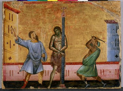 The Flagellation of Christ (tempera on wood) 作者 吉多·达·锡耶纳（Guido da Siena）