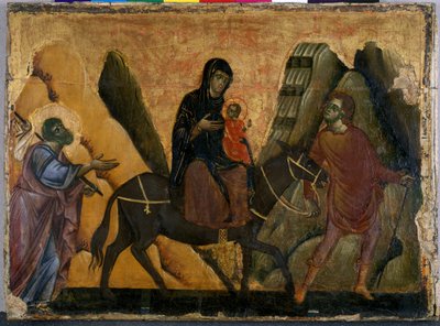 飞往埃及的航班（木头上的蛋彩画） 作者 吉多·达·锡耶纳（Guido da Siena）