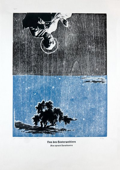 论《查拉图斯特拉如是说》后记，2023 年（木刻和丝网版画） 作者 吉尔赫姆·庞特斯（Guilherme Pontes）