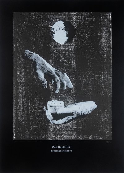 夜歌》，《查拉图斯特拉如是说》，2024 年（木刻和丝网版画） 作者 吉尔赫姆·庞特斯（Guilherme Pontes）