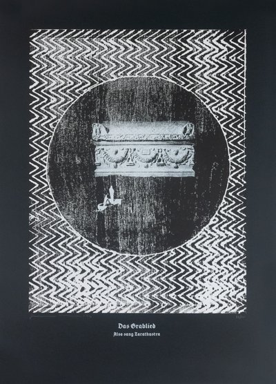 墓歌》，《查拉图斯特拉如是说》，2024 年（木刻和丝网版画） 作者 吉尔赫姆·庞特斯（Guilherme Pontes）