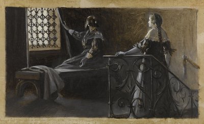 艾瑟尔与蒙面女子》，约 1889 年（布面油画） 作者 纪尧姆·阿尔伯特·德马雷斯
