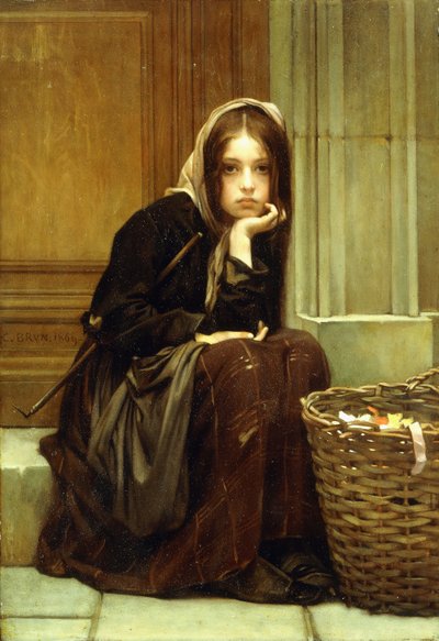 一篮子丝带，1869年 作者 Guillaume Charles Brun