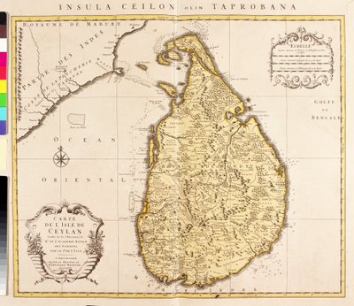锡兰岛（斯里兰卡）地图（蚀刻画 作者 纪尧姆·德利斯（Guillaume Delisle）