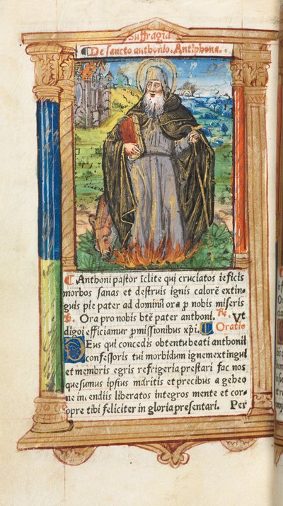 罗马的小时使用印刷书：fol。 104v，圣安东尼·阿伯特，1510年。 作者 Guillaume Le Rouge