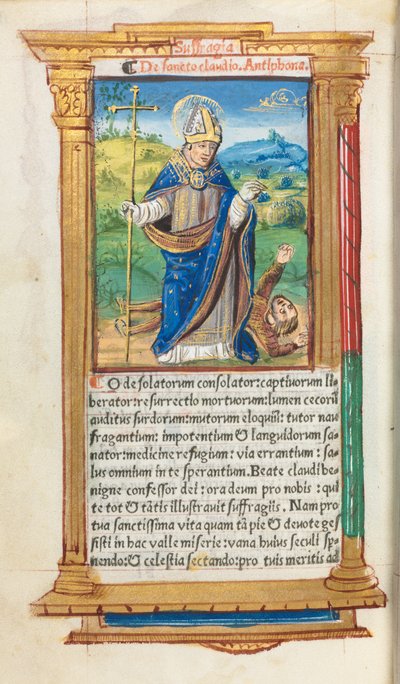 罗马的小时使用印刷书：fol。 105v，圣克洛德饰演Bishop，1510年。 作者 Guillaume Le Rouge