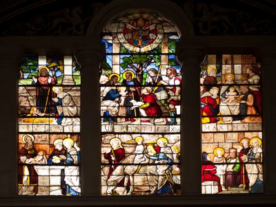 马西利亚的威廉（1470-1529）1509年罗马圣母玛利亚大教堂合唱团制作的耶稣生活插曲彩绘玻璃。 作者 纪尧姆·德·马西拉