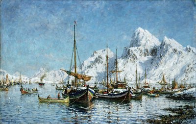 来自索尔维港（布面油画） 作者 贡纳尔山
