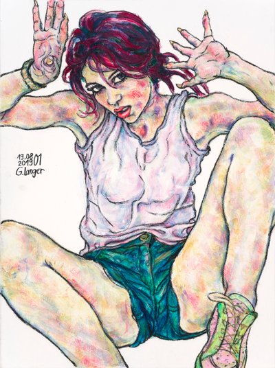 一个女孩的肖像，满足向往 作者 Gunter Langer