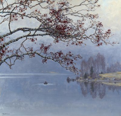 在湖的秋天心情 作者 Gustaf Edolf Fjaestad