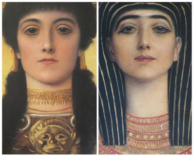古希腊和古埃及，雅典娜和Isis的细节头 作者 Gustav Klimt