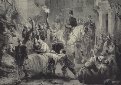 路易·拿破仑于1851年12月3日晚上骑马参观巴黎路障 作者 古斯塔夫·巴奇（Gustav Bartsch）