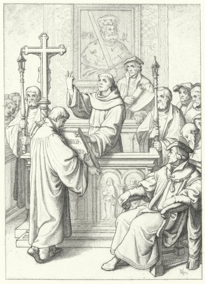Martin Luther于1512年在威滕伯格大学获得Andreas Karlstadt博士学位 作者 古斯塔夫·费迪南德·利奥波德·科尼格