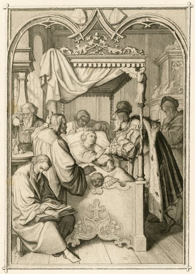 马丁-路德病重，选帝侯约翰-弗里德里希（Johann Frederic Ier de Saxe 作者 古斯塔夫·费迪南德·利奥波德·科尼格