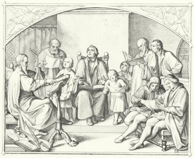马丁路德与教堂合唱团一起唱歌（版画） 作者 古斯塔夫·费迪南德·利奥波德·科尼格