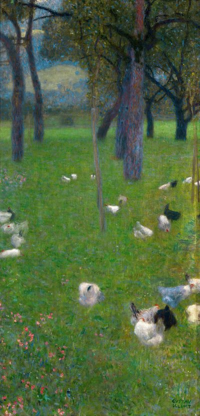 雨后的花园，圣阿加莎的鸡，1898年 作者 古斯塔夫·克里姆特