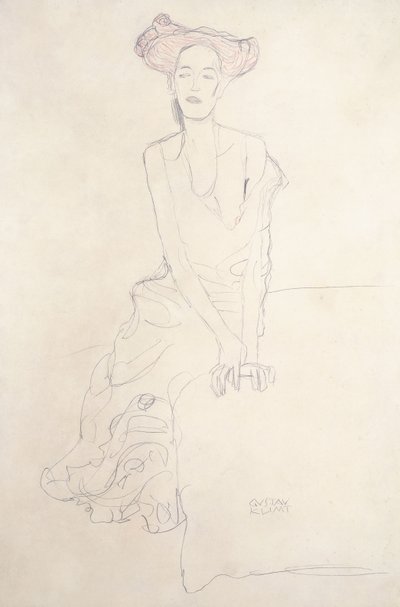 少女奥格·鲁胡贝特（Aug Ruhubeit），用自己的双手养活自己，1908年 作者 古斯塔夫·克里姆特