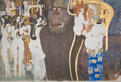 贝多芬浮雕：敌对势力 - 第 1 展板，前墙 作者 Gustav Klimt