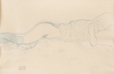 女性半裸体，约1908年。 作者 古斯塔夫·克里姆特