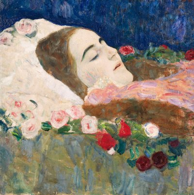 Ria Munk小姐在她的临终床上； 1910年左右，临终前的里亚·蒙克小姐 作者 古斯塔夫·克里姆特