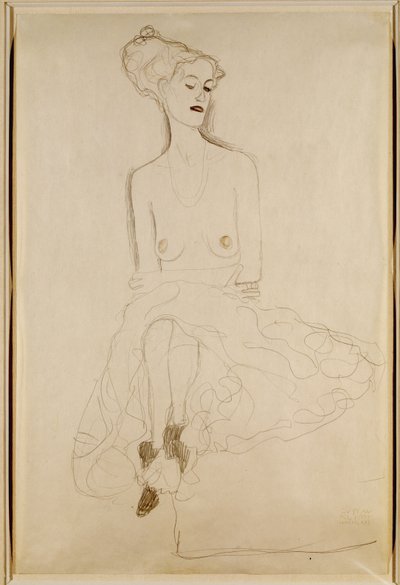 坐着的女人，1908年 作者 古斯塔夫·克里姆特