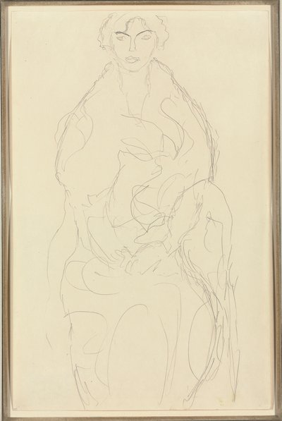 从正面坐着的女人，约1917-18年 作者 古斯塔夫·克里姆特