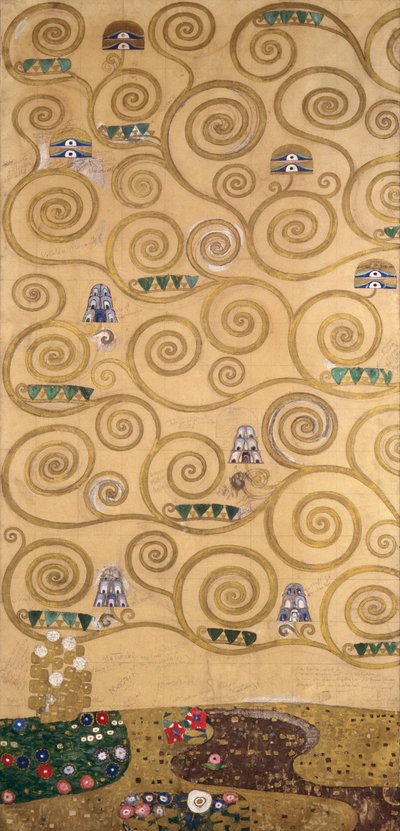 比利时布鲁塞尔斯托克莱宫楣画草图（纸面水彩和铅笔画） 作者 古斯塔夫·克里姆特