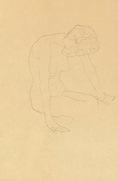 研究女性裸体，c.1908-1909 作者 古斯塔夫·克里姆特