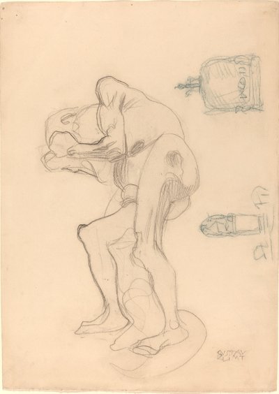 握紧拳头的裸体老妇人和两个装饰品的研究报告 作者 古斯塔夫·克里姆特