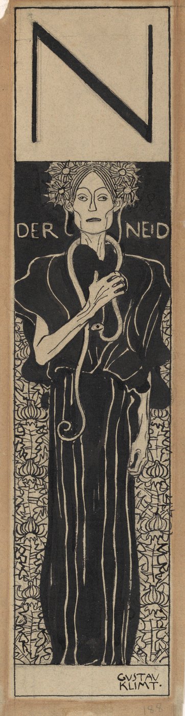 妒忌》，1898年。 作者 古斯塔夫·克里姆特