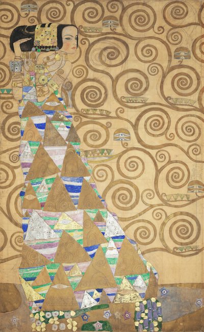 斯托克雷特壁画，细节：期待》，1905-1909。 作者 古斯塔夫·克里姆特