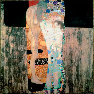 古斯塔夫·克里姆特 (Gustav Klimt) (1862-1918) 的《女人的三个时代》，1905 年昏暗。 180x180 厘米罗马，现代艺术馆 作者 古斯塔夫·克里姆特