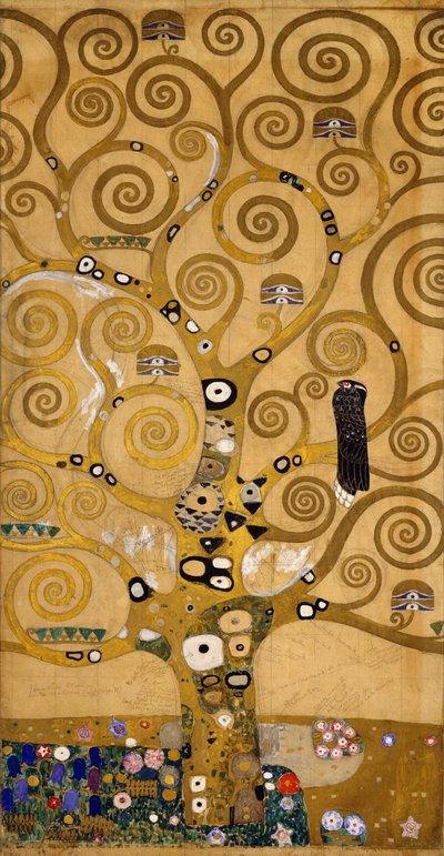 生命之树（Stoclet Frieze）左侧细节，约1905-09（钢笔画和水彩）。 作者 古斯塔夫·克里姆特