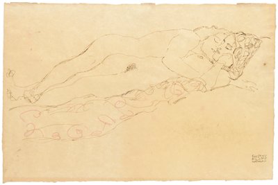 两个斜躺裸体，摄于1913年 作者 古斯塔夫·克里姆特
