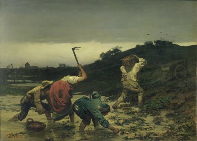 1852年莱茵河洪水期间收获土豆的农民 作者 古斯塔夫·布里昂（Gustave Brion）