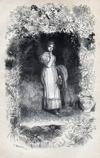 Tholomyes创作的恋爱中的芳汀肖像--古斯塔夫-布里昂（1824-1877）为《悲惨世界--第一部分》绘制的插图。芳汀"，维克多-雨果（1802-1885），1862年 作者 古斯塔夫·布里昂（Gustave Brion）