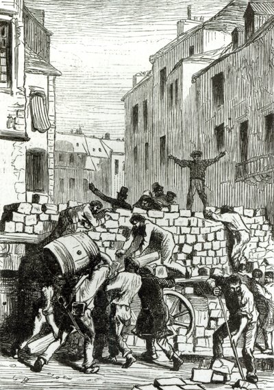 街垒，维克多·雨果的“悲惨世界”插图（1802-85） 作者 古斯塔夫·布里昂（Gustave Brion）