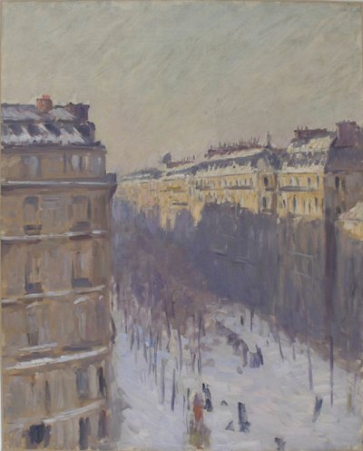 豪斯曼大道，雪景，1879-1881。 作者 古斯塔夫·卡耶博特