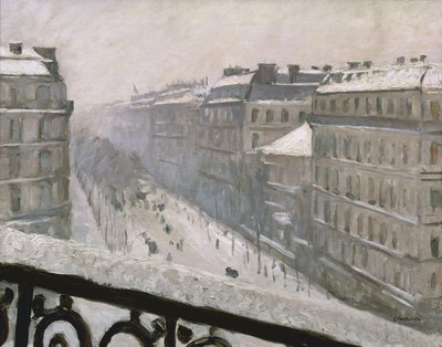 1879年或1881年，雪中的奥斯曼大道 作者 古斯塔夫·卡耶博特