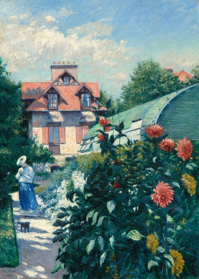 大红花，小吉纳维利耶的花园，1893年。 作者 古斯塔夫·卡耶博特